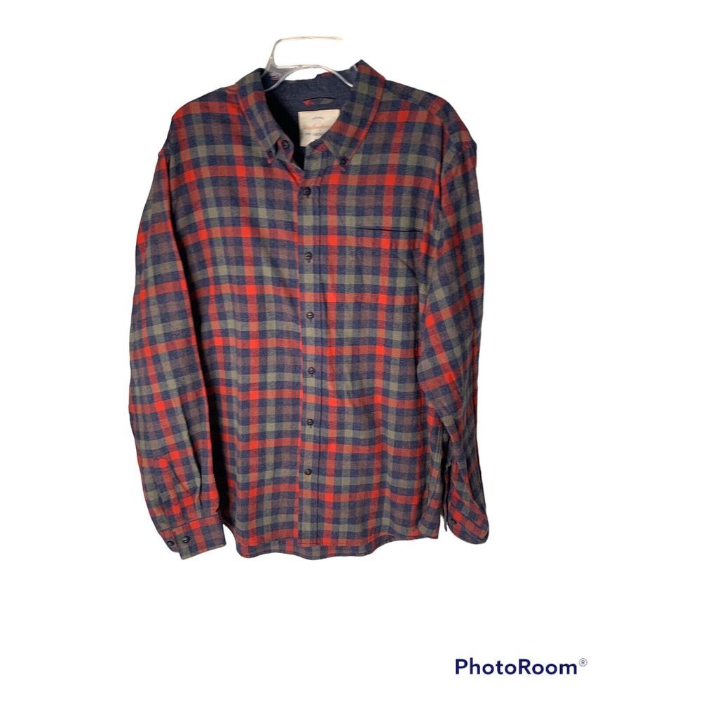 Weatherproof Vintage Flannel Men's‎ 2XL long sleeve red plaid colorful Shirt